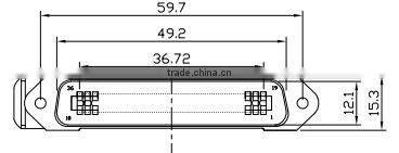 2.16mm pitch Champ DDK Male Plug 25 pairs 50 pin solder cup Connector with Right Angle cable Exit