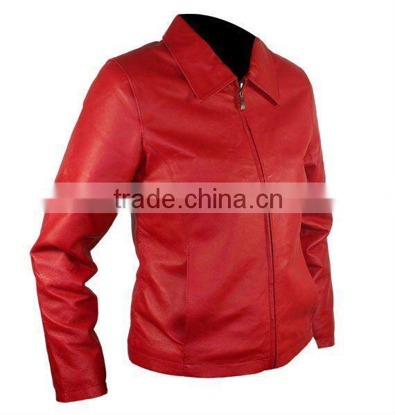 Ladies Colored Leather Jacket, Green Leather Jacket for Womens, Ladies Fitted Leather Jacket