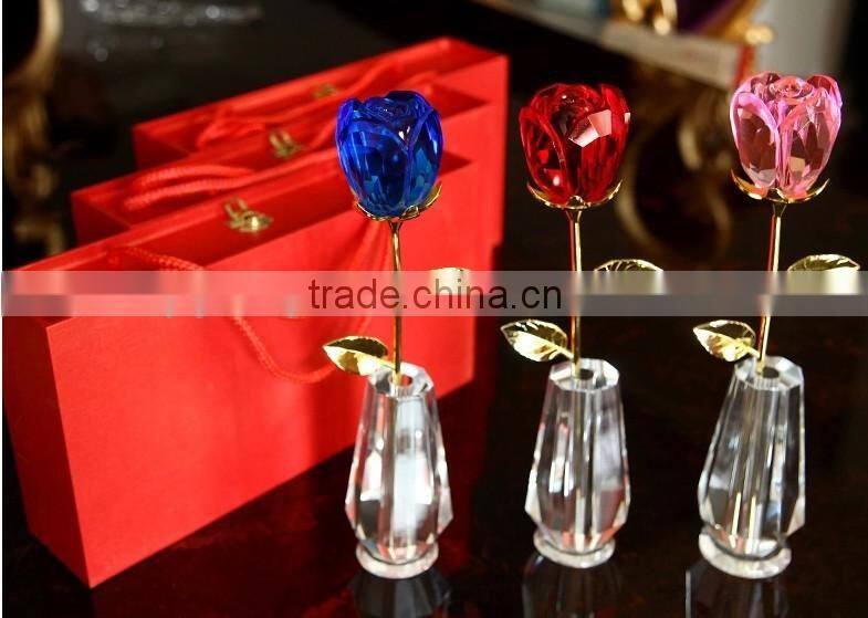 2015 New design clearly color best seller factory directly sale crystal rose flower