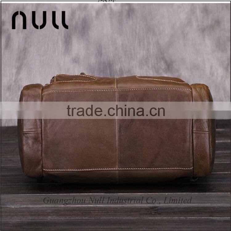 New stylish promotional custom waterproof vintage oil genuine leather travel duffle bag for men