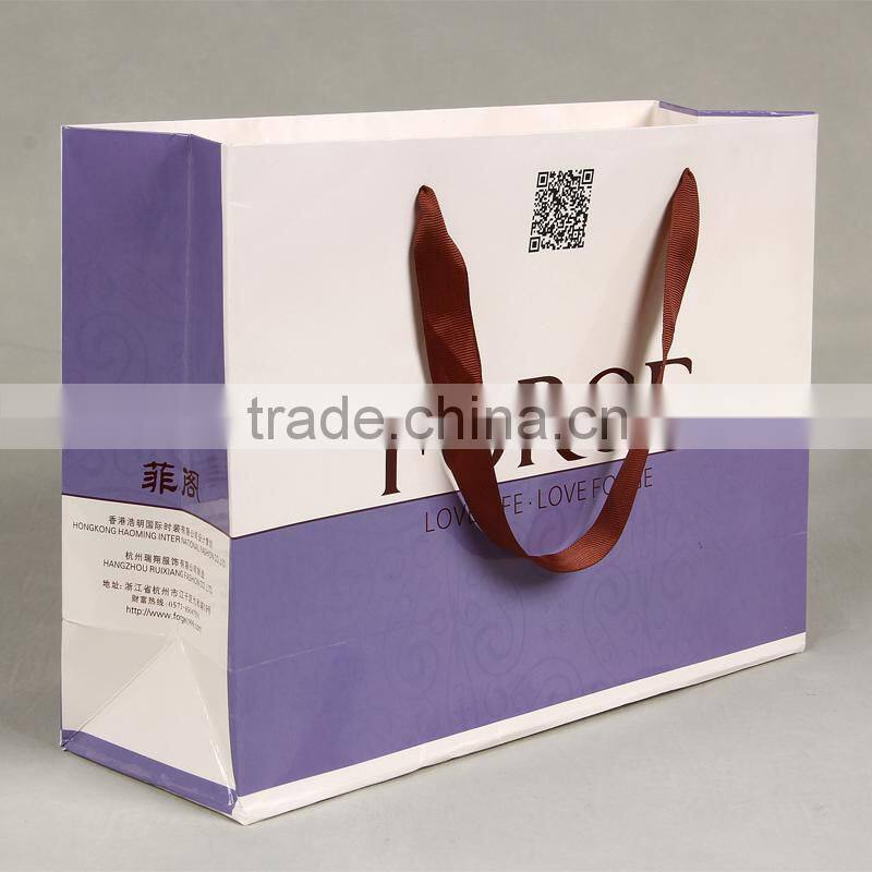 High Quality Recyclable Custom Printed Craft Paper Bag 2015 Hot Selling Luxury Recycled Paper Bag