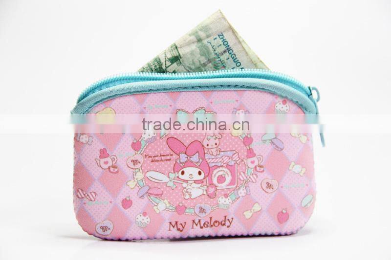Fashional rectangle neoprene pocket coin purse/ woman small handbag