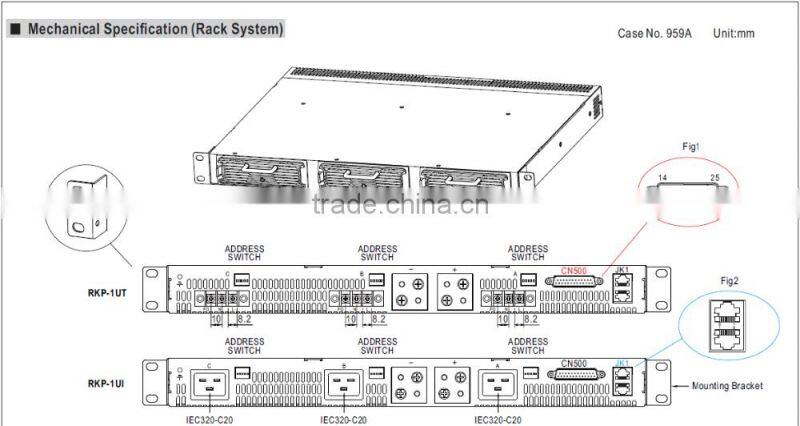 CE MEC approved meanwell rkp-1u rack system power supply 6kw 24v 240a