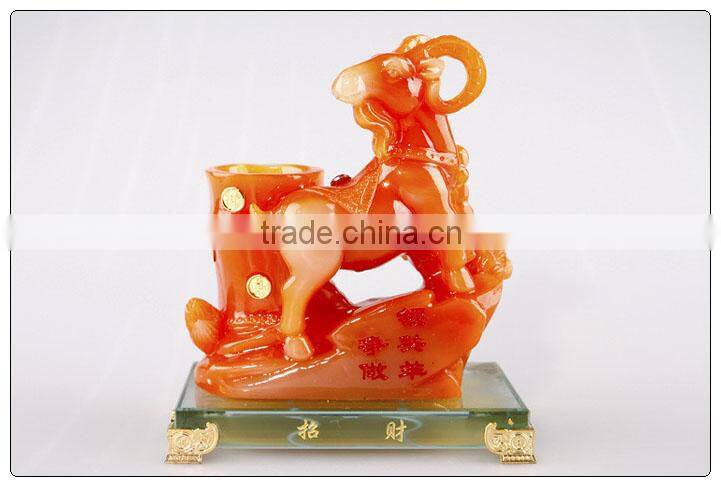 Jade color Chinese zodiac animals Chinese Horoscope Sheep Pen holder