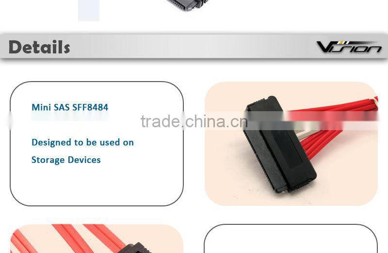 1m High speed Mini SAS SFF8484 32pin to 4xSATA 7pin cable