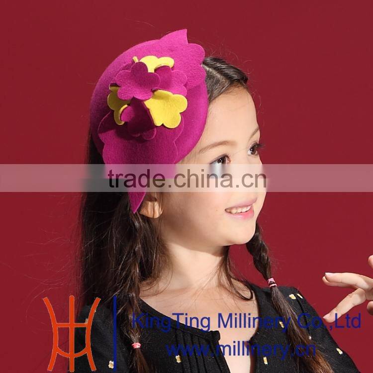 Wholesale Girls Fashion Wool Fascinators/Headpieces Red/Yellow Decorative Hat