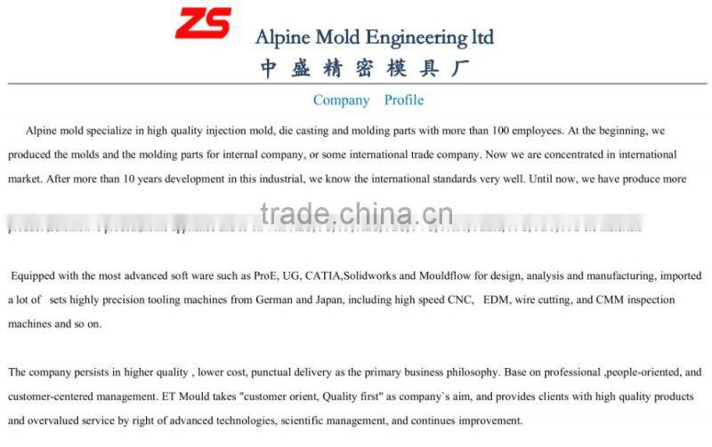 cold chamber die casting mold with price with more 20 years'experience