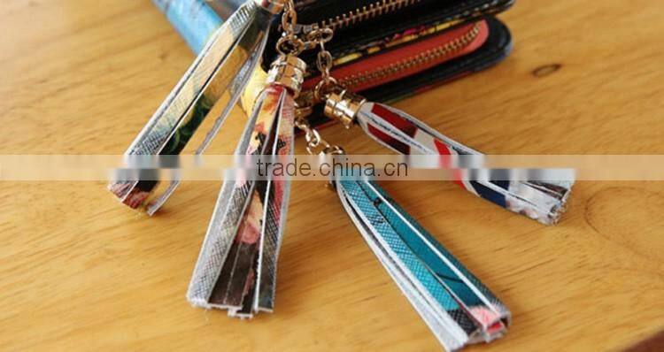 DIY flower print bag wallet with little string