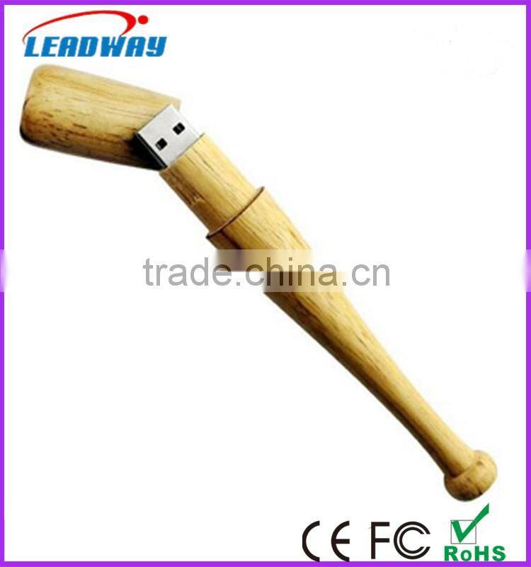 Hot seller wood baseball bat usb flash drive 8GB for promo