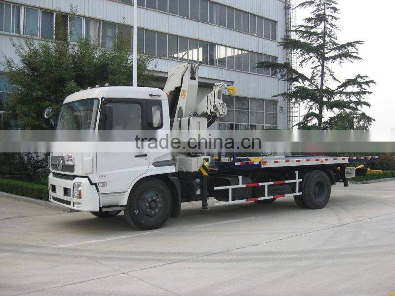 5 ton slide flatbed recovery truck wrecker with 6.3T crane for sale