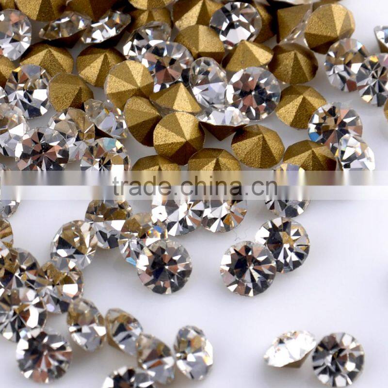 Crystal diamond pointback rhinestone glass