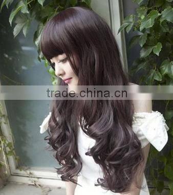 Pretty 2014 fashion full oblique bangs girl lolita cosplay Party wigs long hair wig