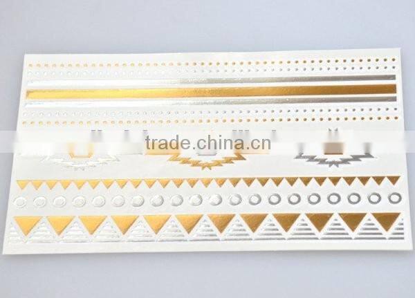 Custom radiant gold and silver heart shaped temporary tattoos flash gold tattoos water transfer body tattoo sticker manufacturer