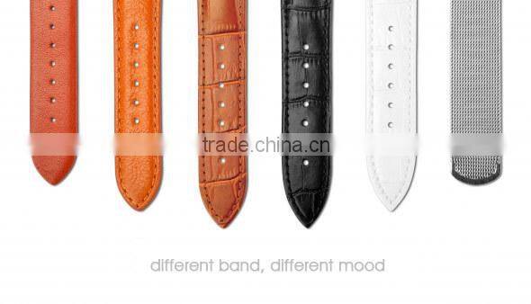 Multi-straps Classic style Noble and elegant android bluetooth smart watch with italian calfskin leather strap