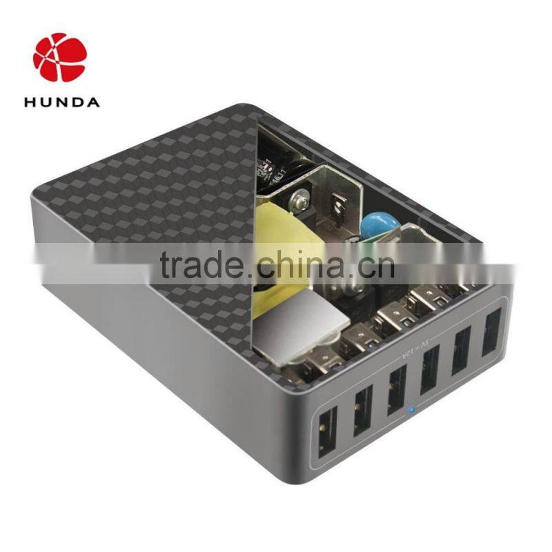 HUNDA 6 Port Desktop Charger USB Station 40W-60W 6-port USB Hub for Iphone 6/6 plus