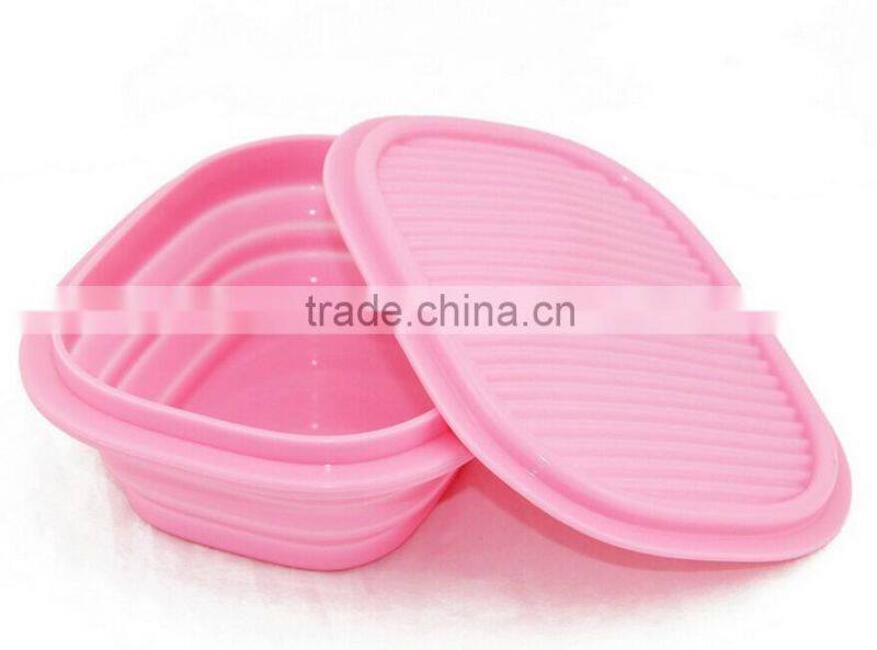 Silicone Collapsible Snack Box Lunch box food container foldable silicone bowl with coverwith cover