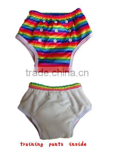 2016 popular!!!Cartoon printed color baby training pants with minky PUL outer layer and bamboo inner