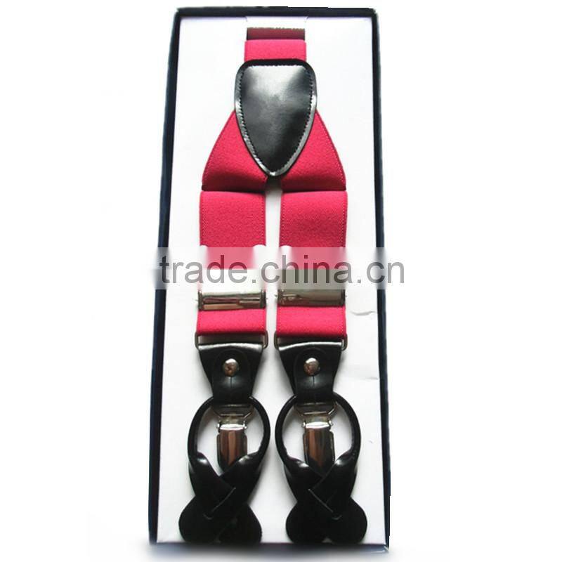 Men's Suspender Belt -Brand Suspender Quality Elastic&Real Leather-3 Clips Men Suspender