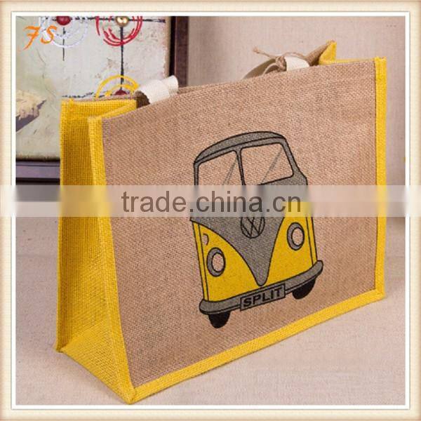 Fashion jute shopping bag with pvc window