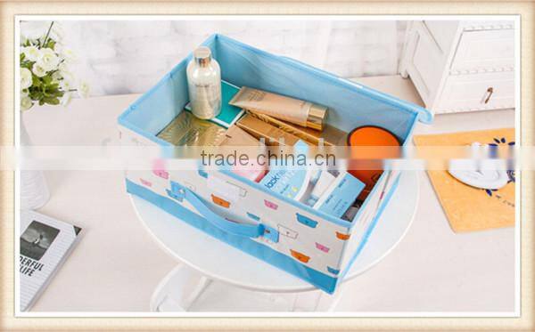Factory price PE coating non-woven storage box with handle