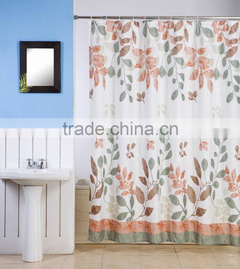 Leaf Design Printed Polyester Shower Curtain
