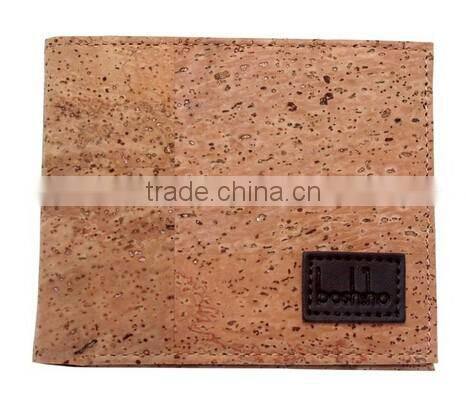 Wholesale cork vegan wallet with ID window and rfid for men