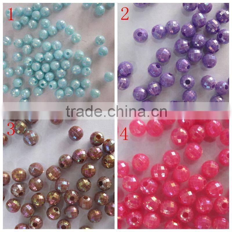 wholesale blue 6mm Bulk chunky acrylic faceted AB earth ball beads
