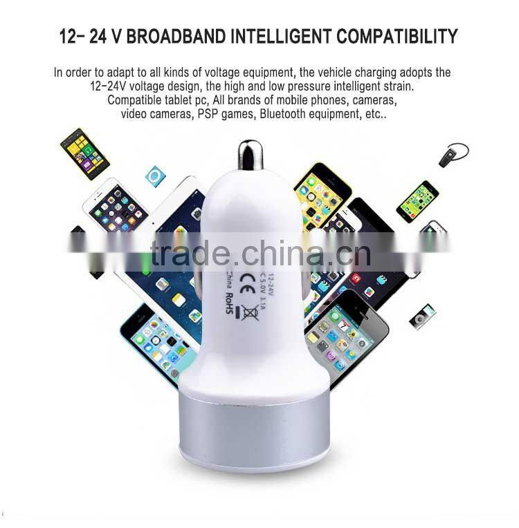 2016 Hot selling Portable Double Micro USB Car Charger For Apple and Andriod Device