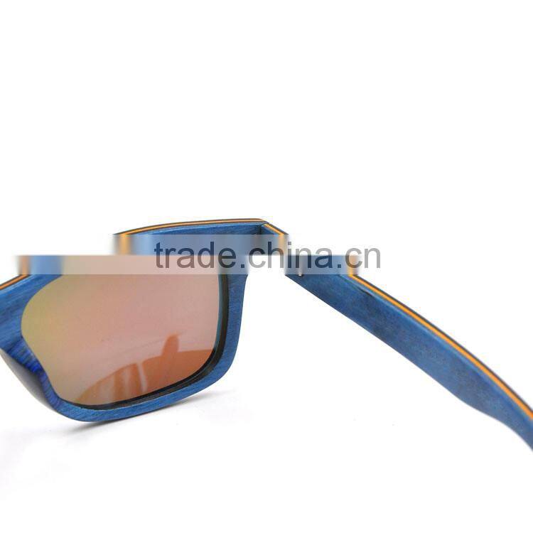 blue lens wooden fishing eyewear colorful wooden sunglasses for women