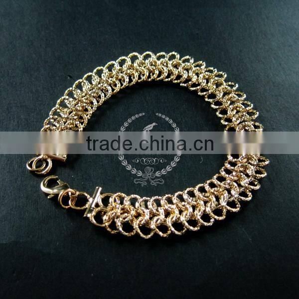 19cm 14K light gold plated brass faceted circle round link fashion DIY bracelet supplies 1900061