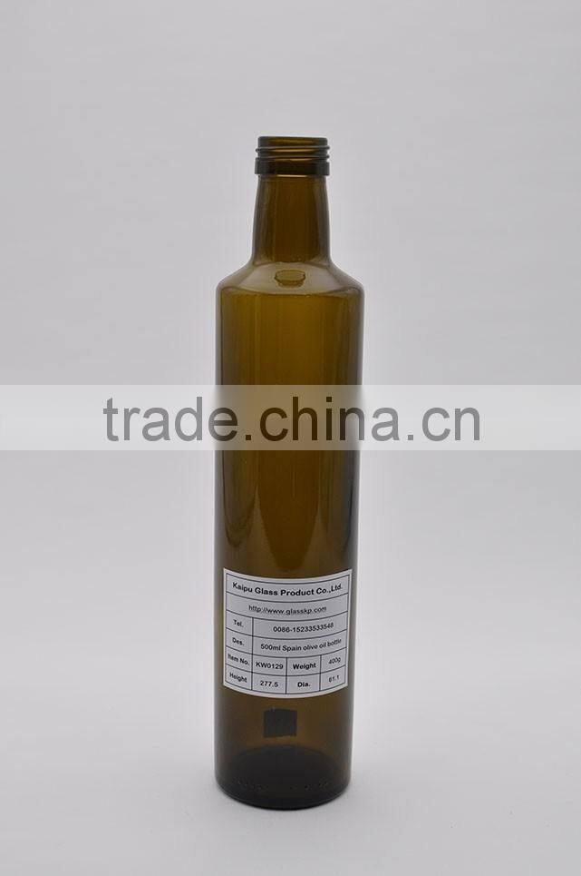Round Empty 500ml Olive Oil Glass Bottle Wholesale Green Color
