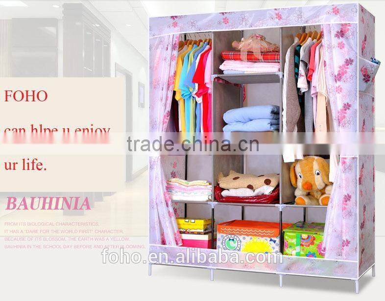 Folding wardrobe for bedroom designs diy cloth canvas wardrobe (FH-CS0505 )