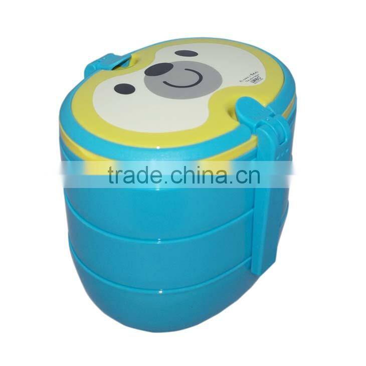 Three layer lunch box with fork and spoon