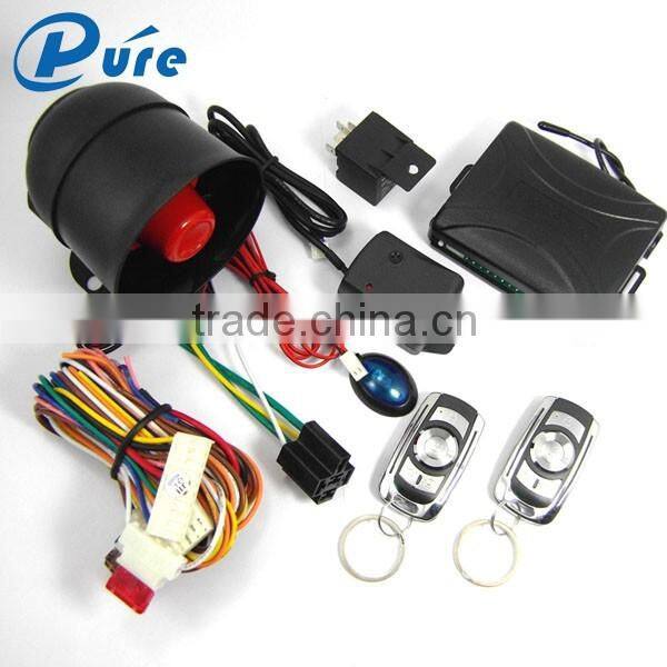 Universal good quality and cheap price one way auto central locking car alarm black color with LED indicator