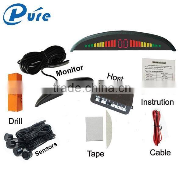 Rainbow LED Display Parking Sensor System with 4 Sensors and Hunman Voice Alarm