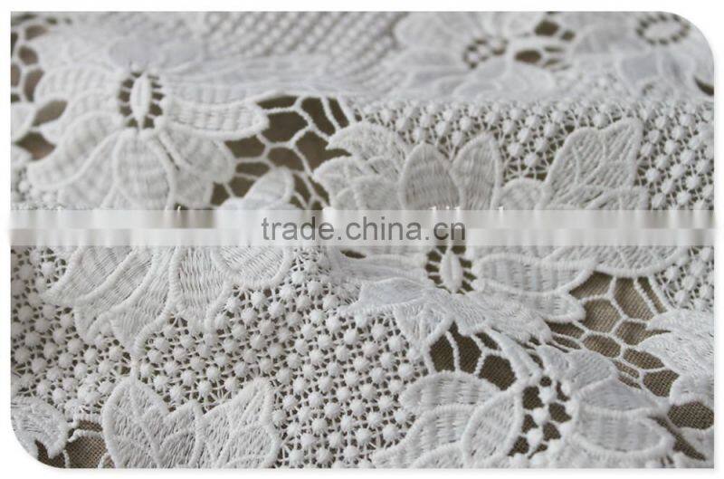 Fashion ollover floral polyester water soluble designer fabrics in white