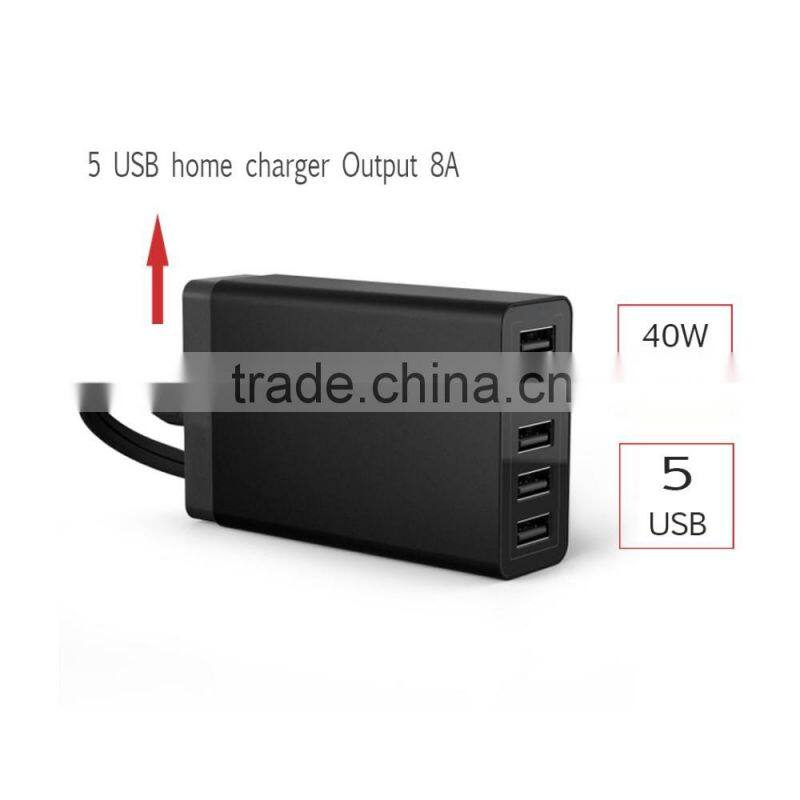 Wholesale Cell Phone Charger 5 ports usb travel charger portable With US EU plug