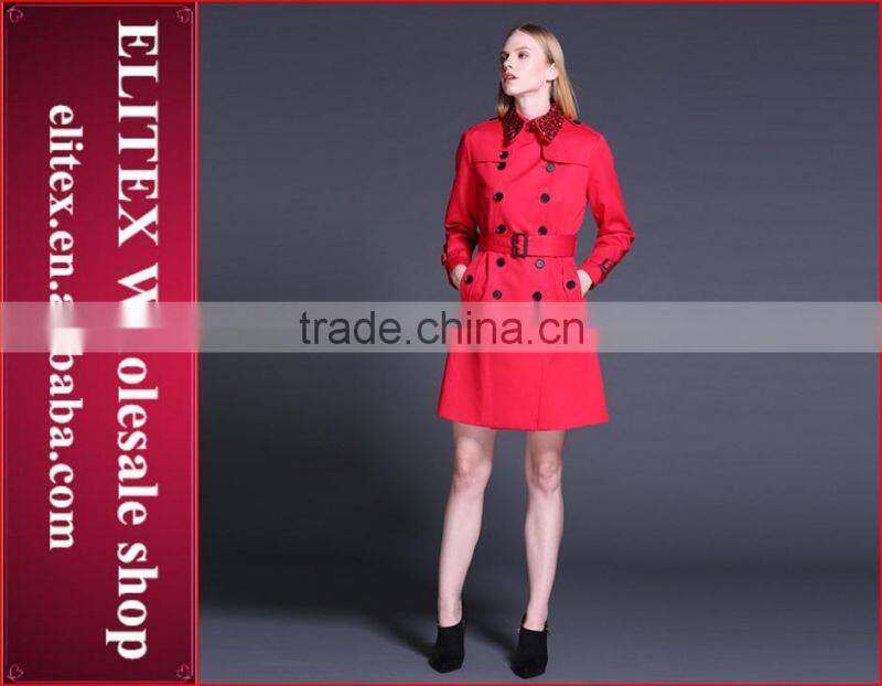 2015 Newest Black Plaid Straight Lady Overcoat Warm Winter Dress With Pocket