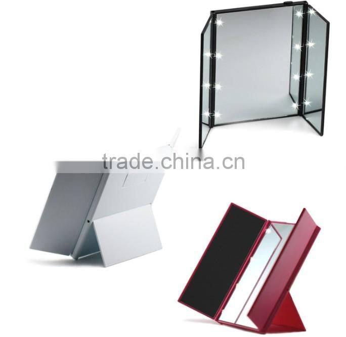 Travel Mirror, Tri-Fold Lighted Led Mirror / Lighted Travel Mirror