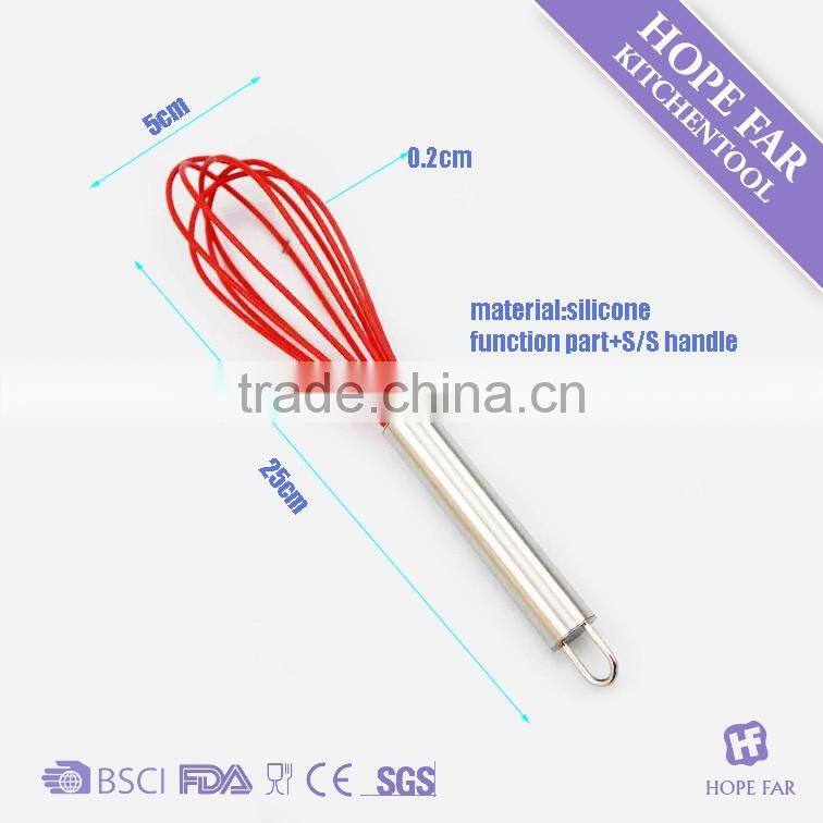 0300216 Nice quality 10" silicone whisk with stainless steel handle
