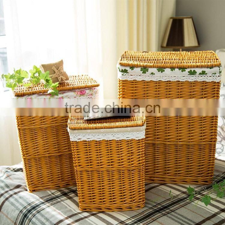 S&D Poly Storage Artificial Rattan laundry Basket Rectangular Rattan Weaving Storage Basket