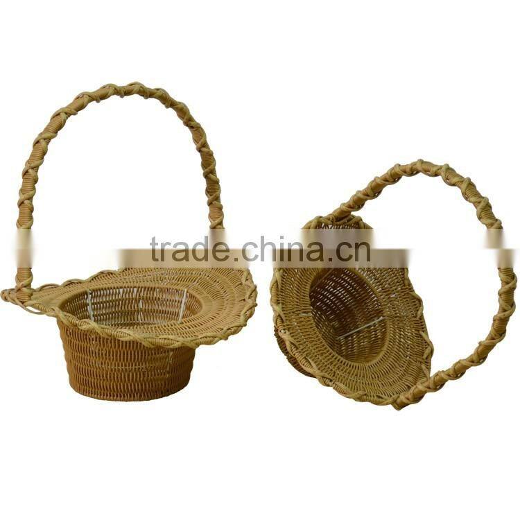 Food grade plastic wicker flower girl basket decorative empty gift basket
