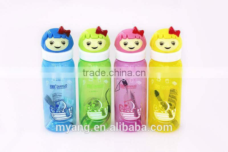 2015 wholesale children space water bottle with straw/BPA free plastic water bottle with straw