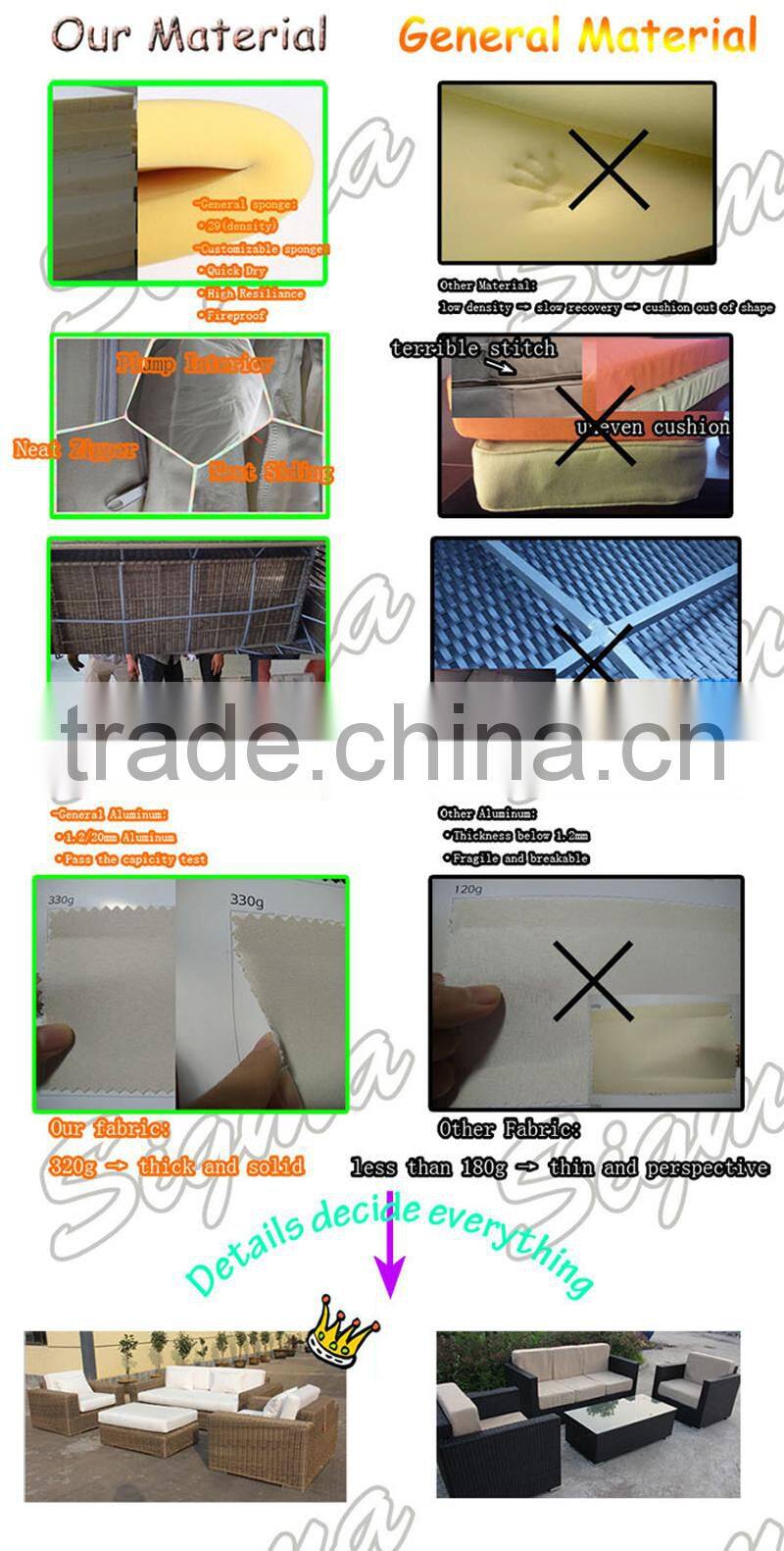 2017 Trade Assurance Hot Sale Single Table Outdoor rectangle pe rattan garden Long Dining Table