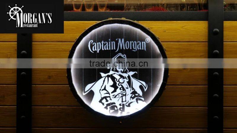 Custom round barrel LED wall sign illuminated sign