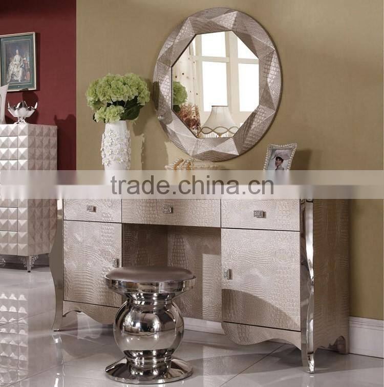 modern luxury bedroom furniture dressing table with mirror and stool S109