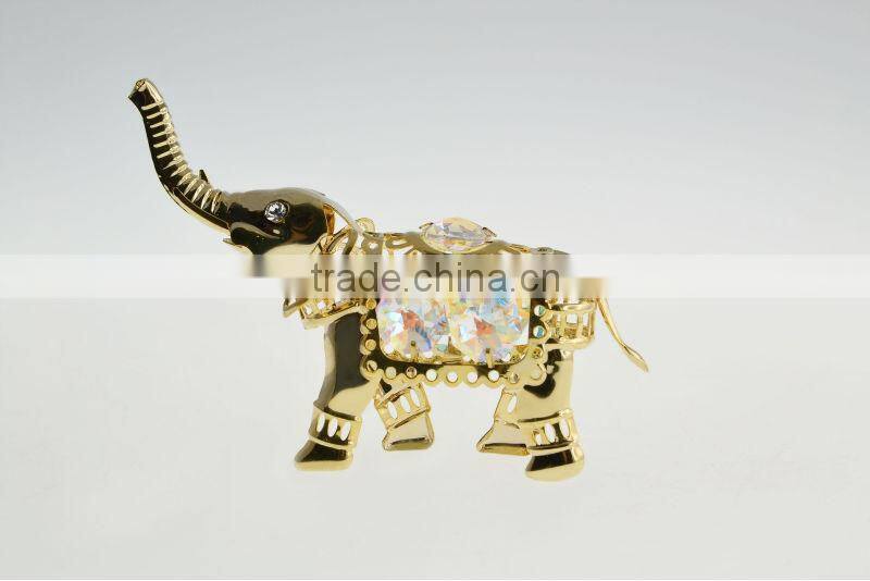 Deluxe 24K Gold Plated Crystal Dressed Elephant for home decoration