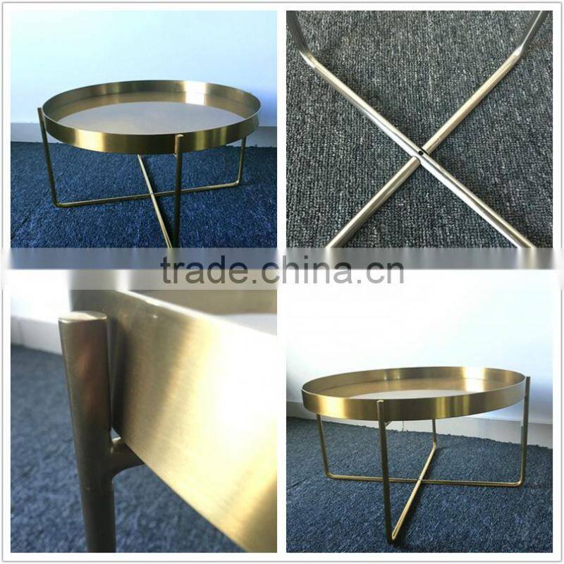 New Product Hotel Articles Metal brass brush Stainless Steel coffee Table