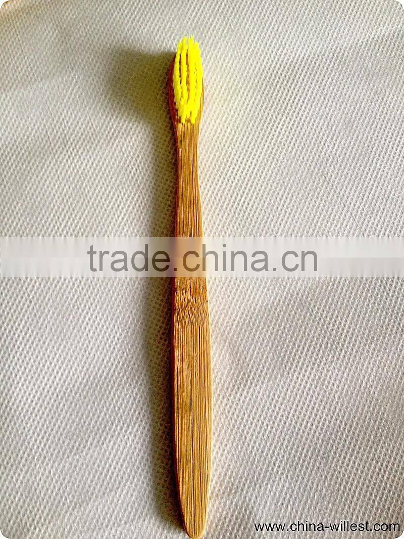 yellow color bamboo toothbrush, soft bristle toothbrush