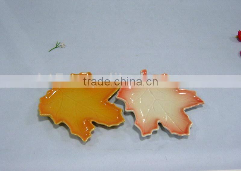 cheap glazed ceramic leaf plate dish